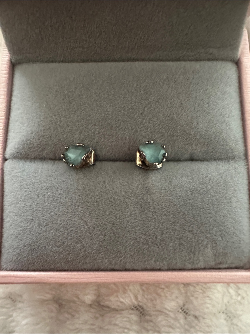 Seafoam Green Stone Stud Earrings - Child Jewelry